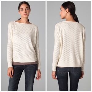 Vince Ivory Wool/Cashmere Pointelle Dolman Sweater